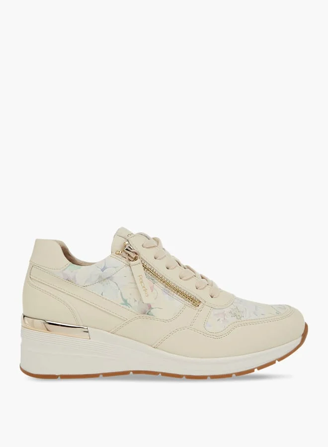 Paprika Women's Monogram Print Sneakers with Lace-Up Closure