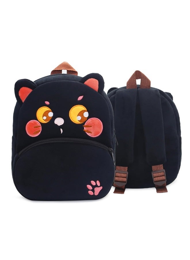 Toddler Backpack for Boys and Girls, Cute Soft Plush Animal Cartoon Mini Backpack Little For Kids 2-6 Years (Cat Black)  - Image 4