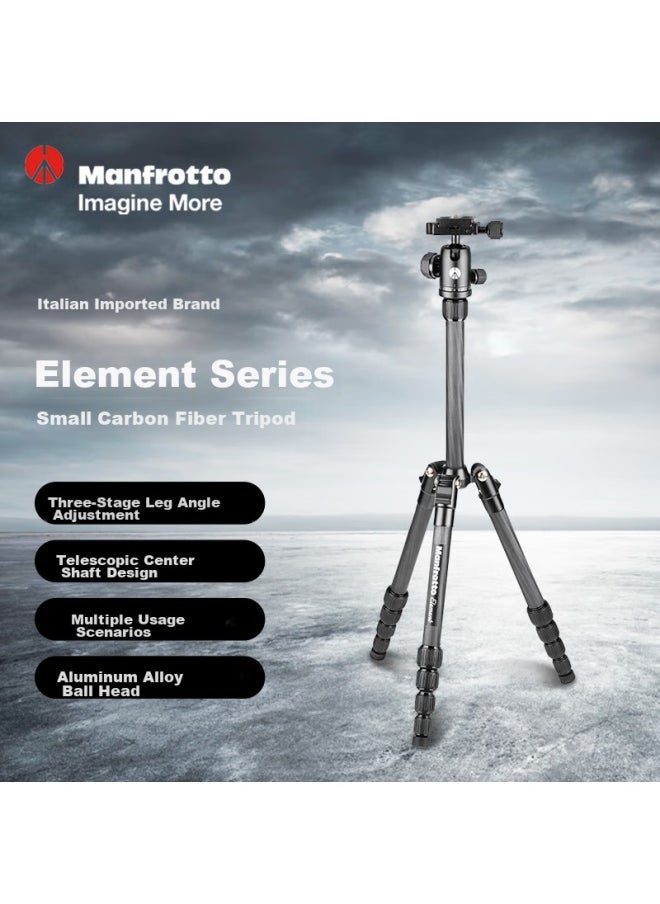 Manfrotto Manfrotto Element Series Small Carbon Fiber Tripod, Panoramic Ball Head, Reverse Folding, Portable, Outdoor Dslr Camera Shooting Tripod, Mkeles5cf-bh  - Image 1