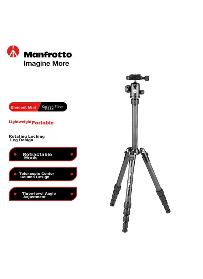 Manfrotto Manfrotto Element Series Small Carbon Fiber Tripod, Panoramic Ball Head, Reverse Folding, Portable, Outdoor Dslr Camera Shooting Tripod, Mkeles5cf-bh  - Image 2
