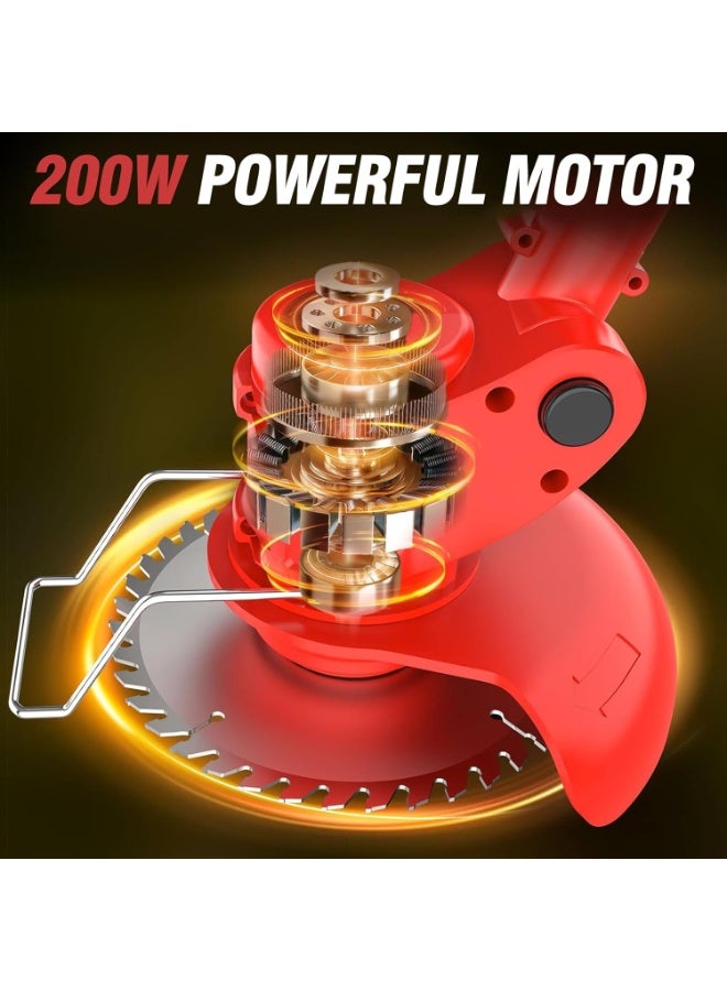 Bukela 24V Electric Weed Wacker, Grass Trimmer with 2pcs Batteries & Fast Charger, 3 in 1 Stringless Lightweight Brush Cutter/Edger/Mower with 3 Types Blade & Wheels for Garden and Yard Lawn - Image 2