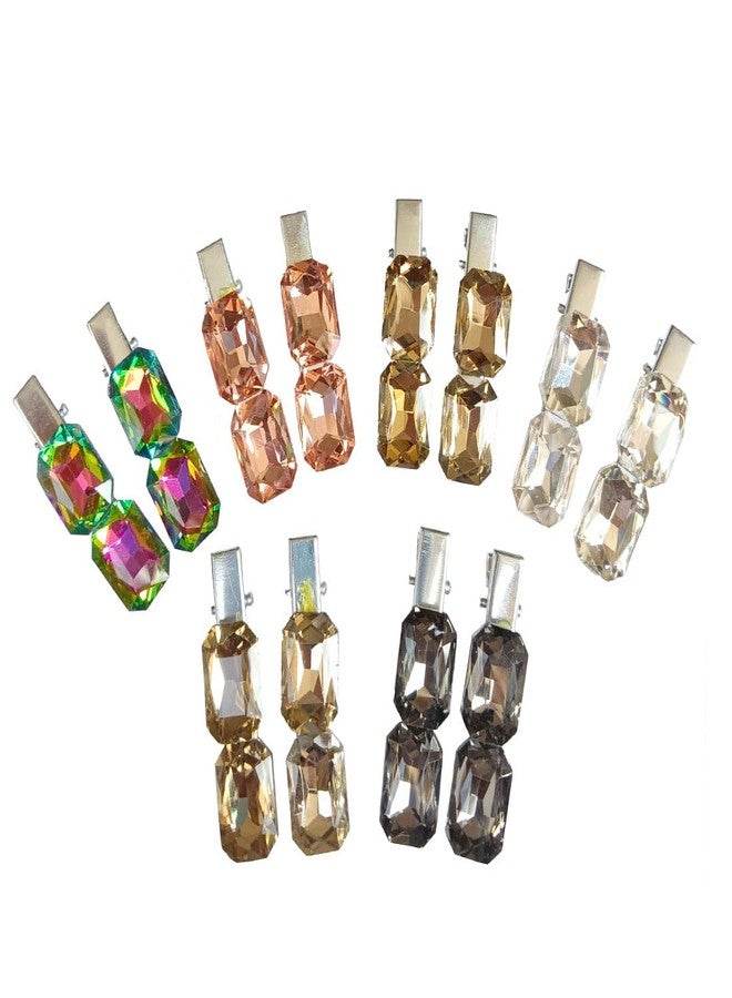 DENICRAAS Hair Accessories Combo, Assorted Colours and Shapes Rhinestone Stud Earrings with Crystals, 12pair - Image 5