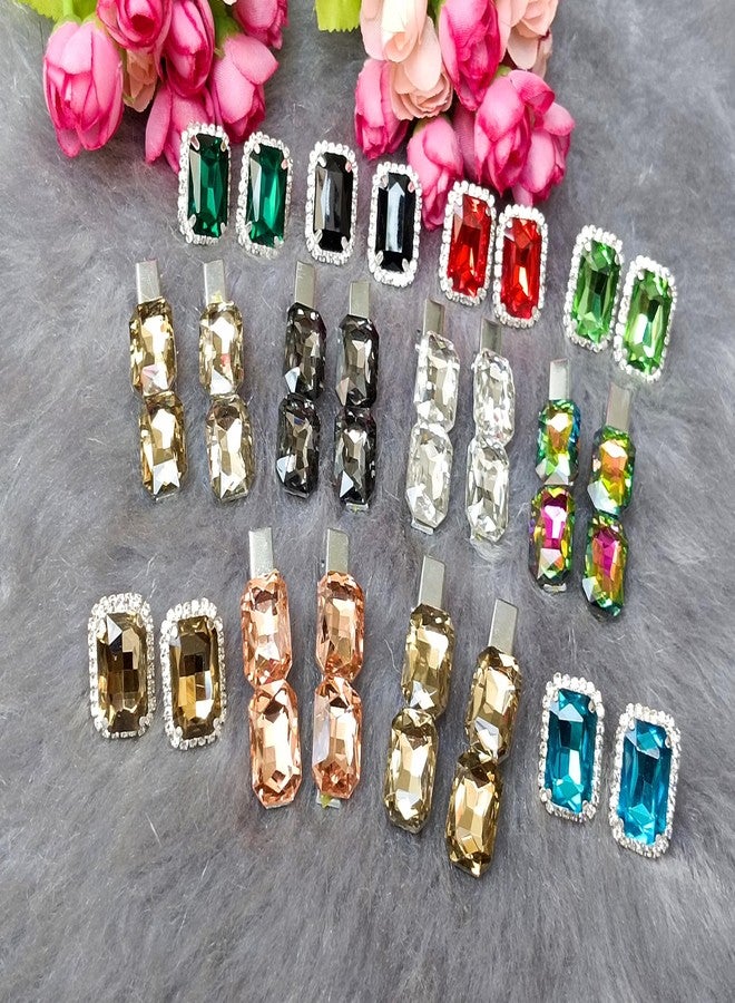 DENICRAAS Hair Accessories Combo, Assorted Colours and Shapes Rhinestone Stud Earrings with Crystals, 12pair - Image 3