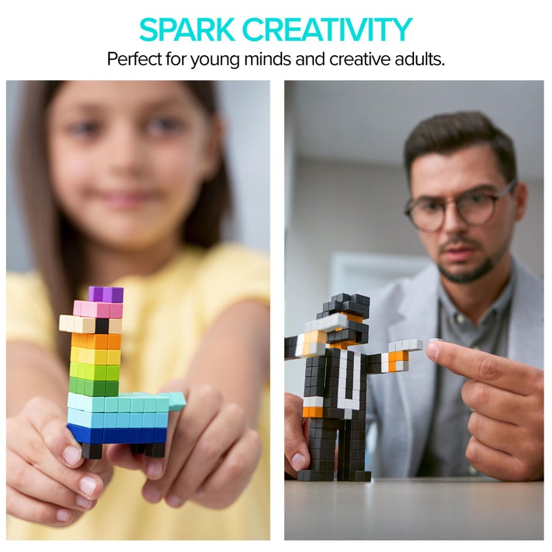 PIXIO-100 - Tiny Magnetic Blocks Building Toy in The Pixel Art Style with Free App - 5/16" Plastic Cubes with 6 Magnets Inside - Open Ended Toy - Creativity Toy for Ages 6+ - Image 5