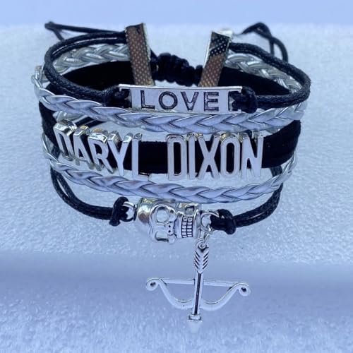 DOLON Braided Daryl Dixon Skull Bracelet Walking Dead Fans Gift Black with Silver - Image 2