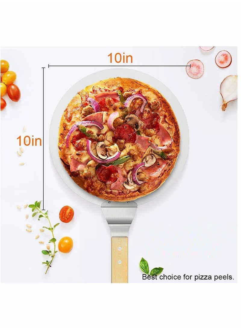 Y&D Stainless Steel Pizza Peel, 10 Inch Round Heat-resisting Paddle with Non-Slip Wood Handle, Peel Pad Spatula for Baking Homemade and Bread, 1 Pcs  - Image 4