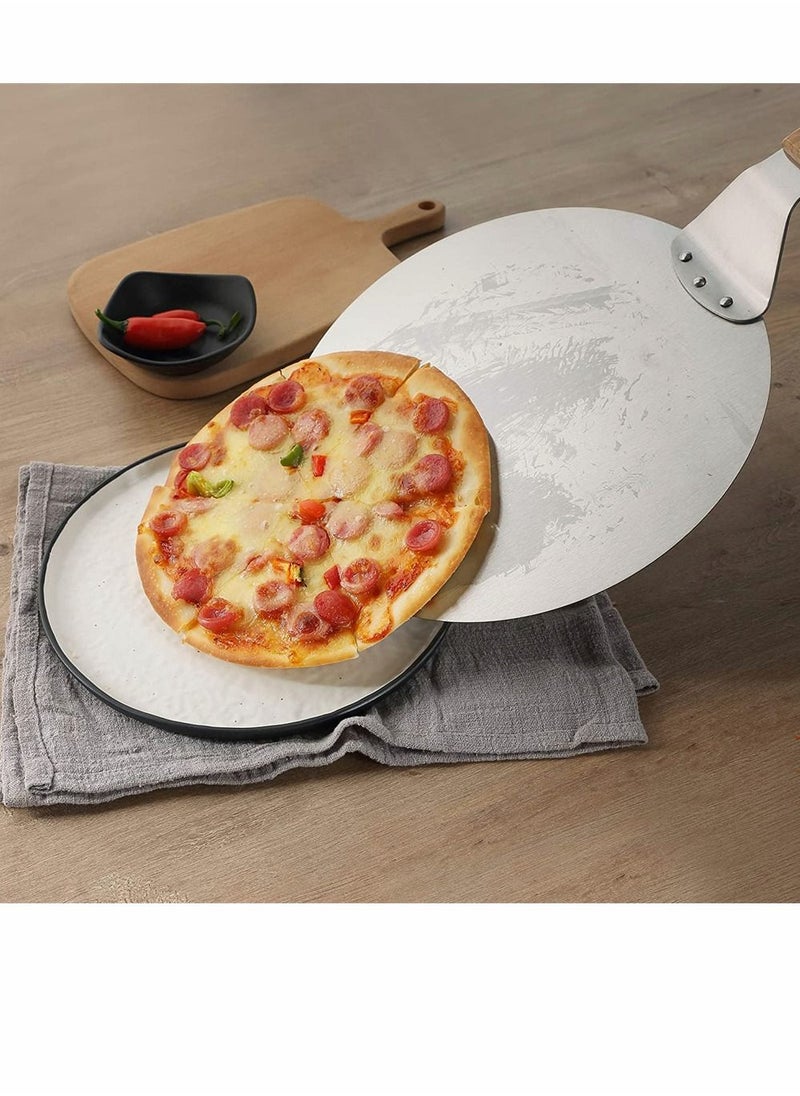 Y&D Stainless Steel Pizza Peel, 10 Inch Round Heat-resisting Paddle with Non-Slip Wood Handle, Peel Pad Spatula for Baking Homemade and Bread, 1 Pcs  - Image 2
