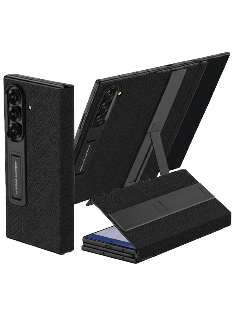 MARGOUN Alcantara Leather Case for Samsung Galaxy Z Trifold with Built-in Glass Screen Protector, Dual Invisible Stand, Military Hinge, 360° Protection - Black - Image 2