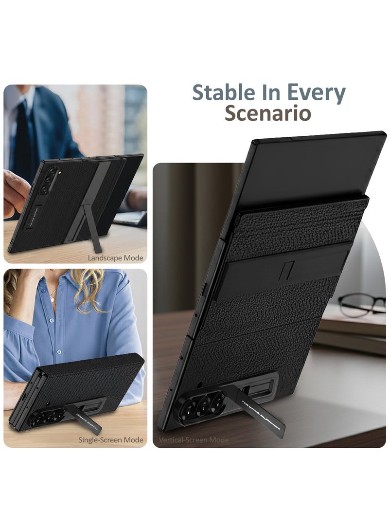 MARGOUN Alcantara Leather Case for Samsung Galaxy Z Trifold with Built-in Glass Screen Protector, Dual Invisible Stand, Military Hinge, 360° Protection - Black - Image 5