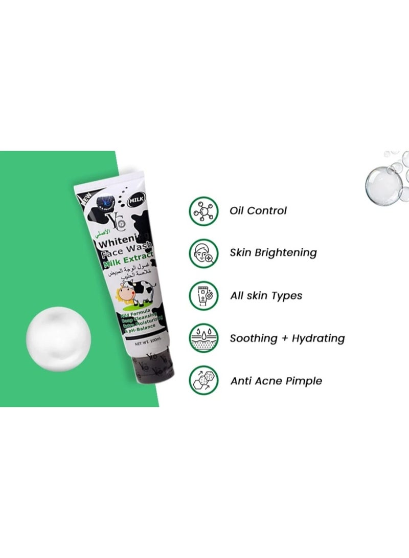YC Milk Extract Brightening Face Wash – Mild Cleansing & Moisturizing, 100ml - Image 3