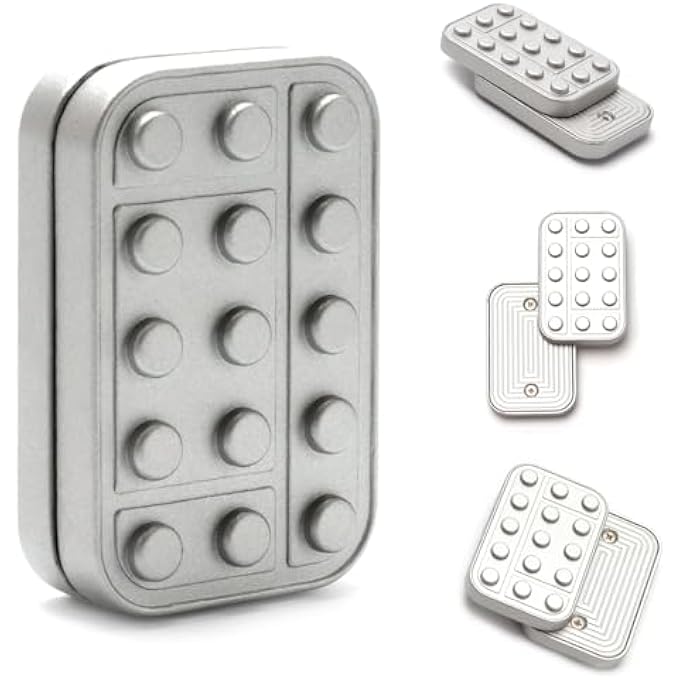 VANANA Metal Fidget Slider, Rotary Magnetic Fidget Toy Brick Blocks Unlimited EDC Push Slider Toys for Adults, ADHD Anxiety Stress Relief (Silver) - Image 1