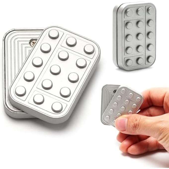 VANANA Metal Fidget Slider, Rotary Magnetic Fidget Toy Brick Blocks Unlimited EDC Push Slider Toys for Adults, ADHD Anxiety Stress Relief (Silver) - Image 2