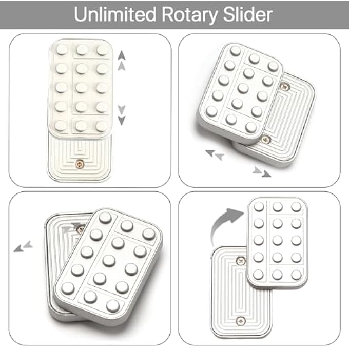 VANANA Metal Fidget Slider, Rotary Magnetic Fidget Toy Brick Blocks Unlimited EDC Push Slider Toys for Adults, ADHD Anxiety Stress Relief (Silver) - Image 4