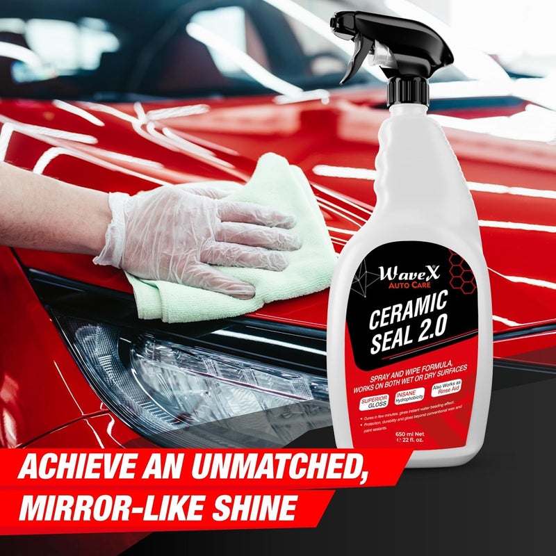 WAVEX Ceramic Seal 2.0 | Liquid 650Ml -Better Than Car Wax And Paint Sealant | Advanced Hydrophobic Spray And Wipe Formula For Ultimate Vehicle Shine, Slickness & Uv Protection, Multicolor - Image 2
