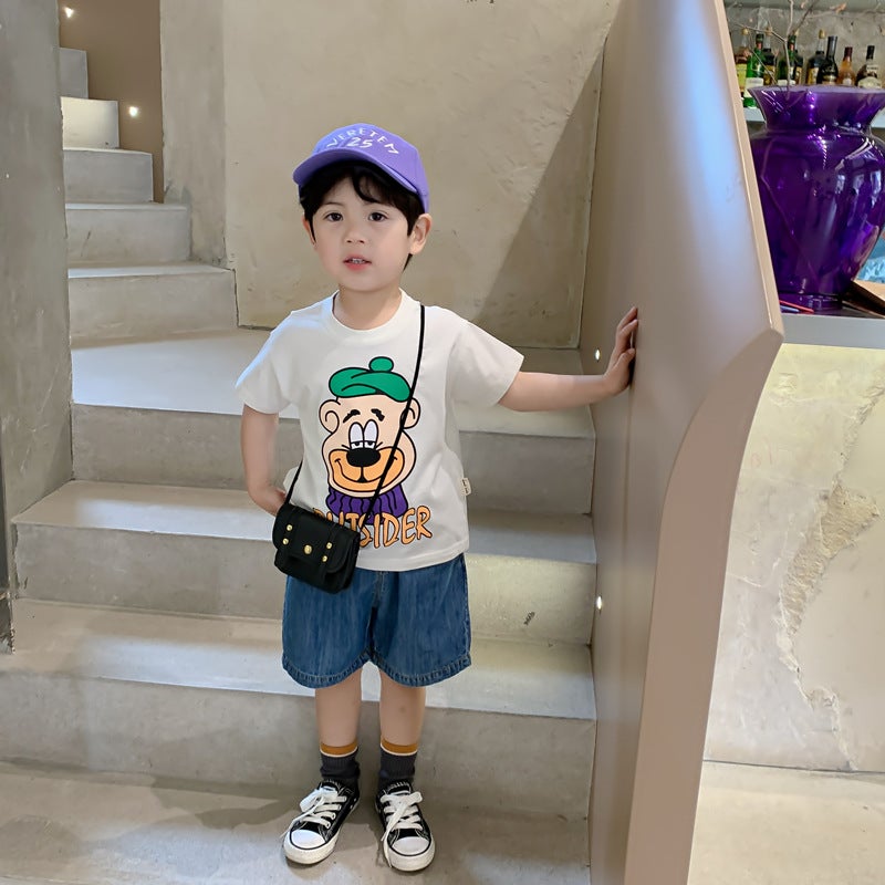 Boys' Cartoon Short-Sleeved T-Shirt 2023 Children'S Wear Summer Children'S Half-Sleeved Top Baby'S Base-Layer Shirt Korean-Style T-Shirt - Image 3