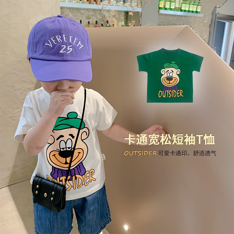 Boys' Cartoon Short-Sleeved T-Shirt 2023 Children'S Wear Summer Children'S Half-Sleeved Top Baby'S Base-Layer Shirt Korean-Style T-Shirt - Image 2