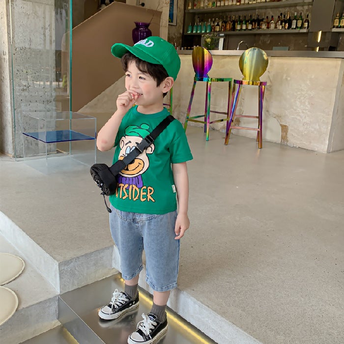 Boys' Cartoon Short-Sleeved T-Shirt 2023 Children'S Wear Summer Children'S Half-Sleeved Top Baby'S Base-Layer Shirt Korean-Style T-Shirt - Image 1