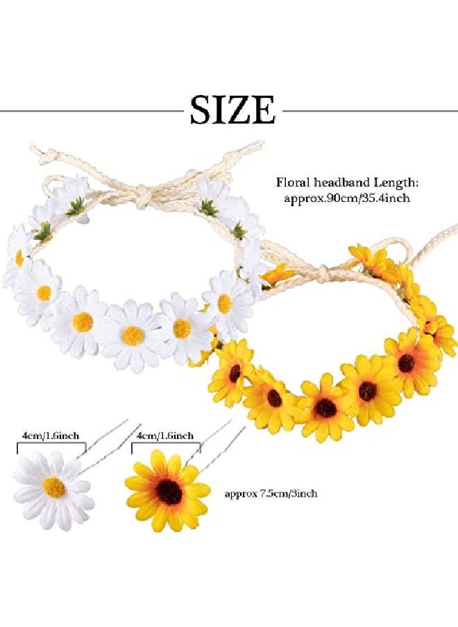 Whaline - 16Pcs Sunflower Hair Wreath Hair Clip Set Sunflower Daisy Hair Headband Bridal Hair Headpiece Floral Hair Barrettes Hair Pins Spring Summer Hair Accessories For Girls Women Wedding Party - Image 1