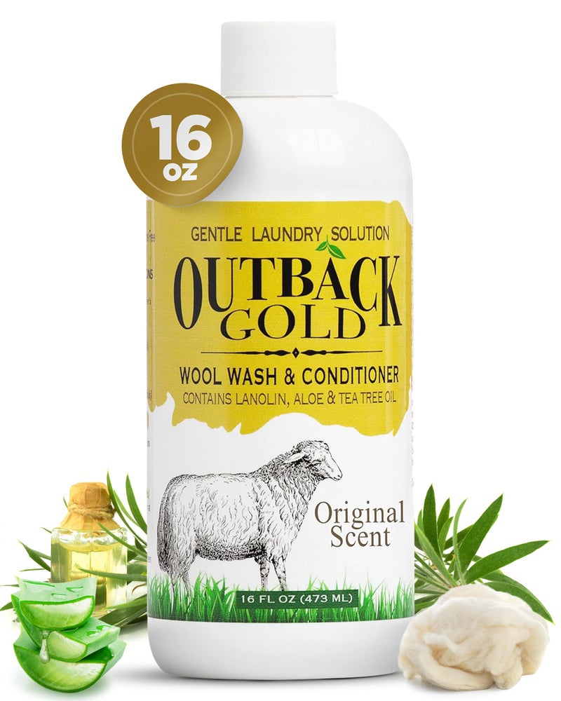 Desert Breeze Distributing Outback Gold Wool Wash, Original Scent, Natural Plant Based Liquid Laundry Detergent, Perfect for Wool, Cashmere, Silk, Sheepskin, Baby Items, Mild, Neutral pH, Made in USA - Image 1