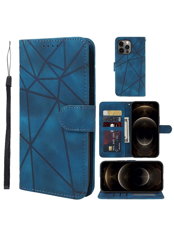 Zaboon Case For iPhone 12 Pro Max Skin Feel Geometric Lines Leather Phone Case - Image 1