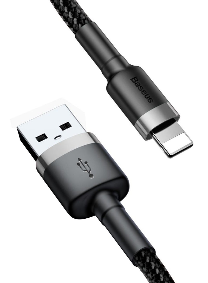 بيسوس كابل شحن من USB إلى Lightning عالي الكثافة مجدول من النايلون بتقنية الشحن السريع بطول ٣ أمتار من سلسلة كافول متوافق مع آيفون 13 12 11 برو ماكس ميني XS X 8 7 6 5  SE آي باد رمادي/أسود - Image 2