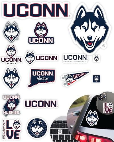 PartyKandy UConn Stickers for Gift Car Water Bottle Laptop and Phone for Connecticut Football Fans and University Graduates UCONN Huskies - Image 1