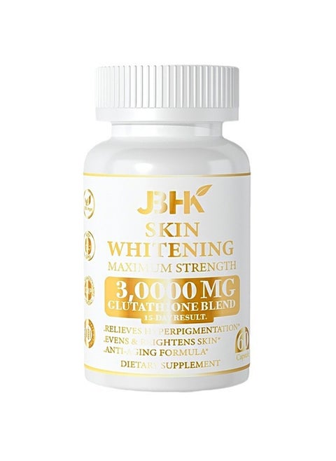 60 Count Skin Whitening Maximum Strength，30000Mg Glutathione Blend，Vitamin E Glutathione Herbal Skin Whitening Glutathione Capsules For Skin Whitening