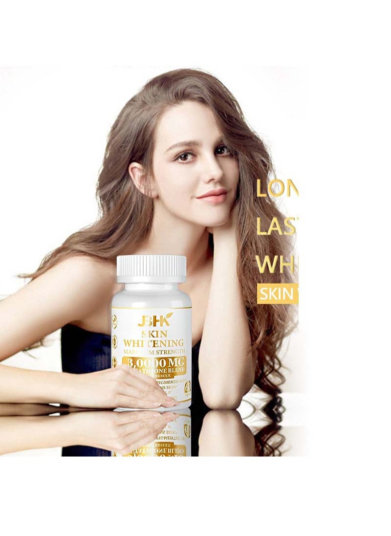 60 Count Skin Whitening Maximum Strength，30000Mg Glutathione Blend，Vitamin E Glutathione Herbal Skin Whitening Glutathione Capsules For Skin Whitening