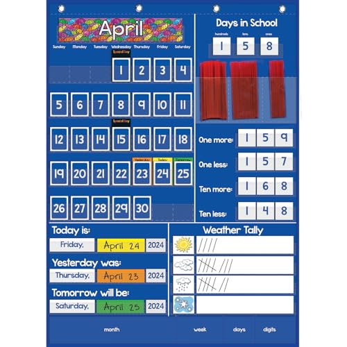 Really Good Stuff All About Today Pocket Chart - 22" x 30" - Grades K-3- Daily Classroom Calendar, Interactive and Engaging Classroom Poster, Homeschool Learning, Teacher Must Haves - Image 1
