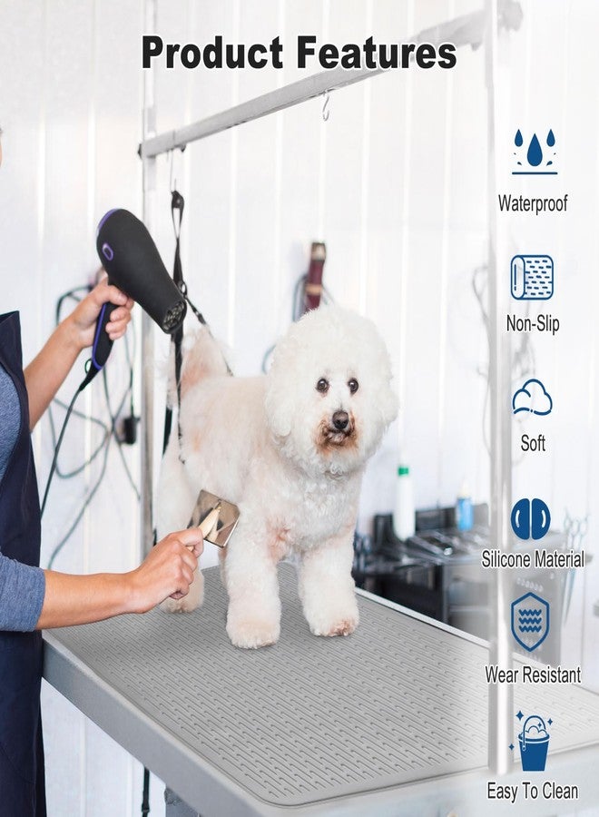 Avoirdus Grooming Table Mat for Dog, 28 x 20 Inches, Grey, Non-Slip Silicone Mat for Small & Medium Pet Bathing - Image 3
