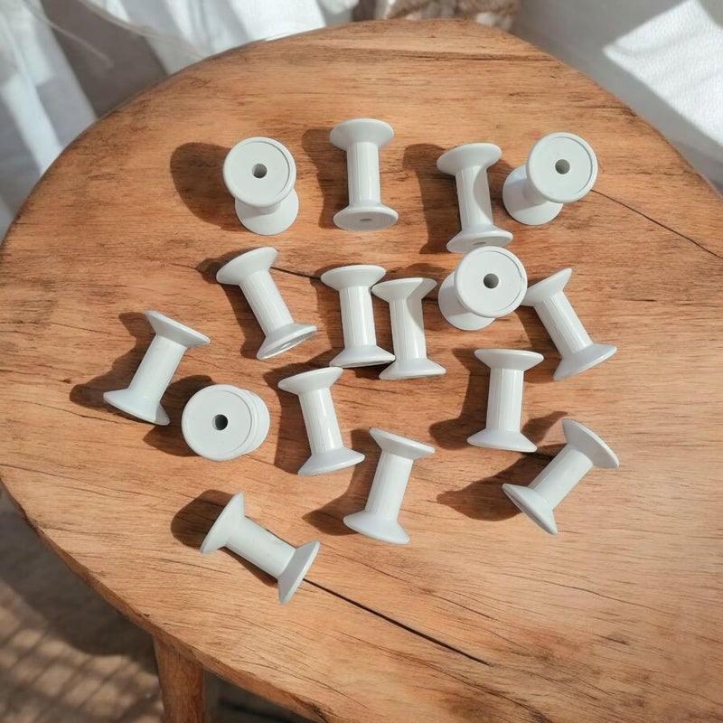 Custom Plastic Thread Spools, White, 52mm Height, 36mm Base, Set of 16, Heavy Plastic, DIY Crafting Bobbin, Plastic Reel (Empty) - Image 2