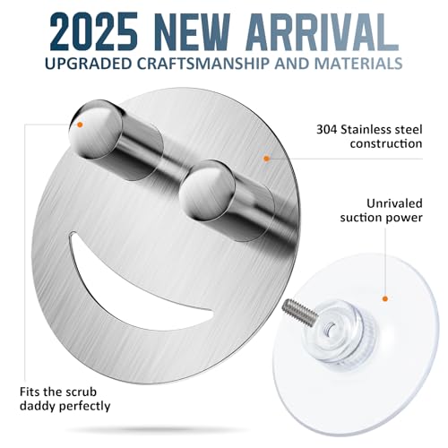 Yoshiky Stainless Steel Smiley Face Dish Sponge Holder, Silver Sink Caddy Organizer Storage with Suction Cup for Kitchen, Rv Apartment Kitchen Accessories Decor Scrubber - Image 5