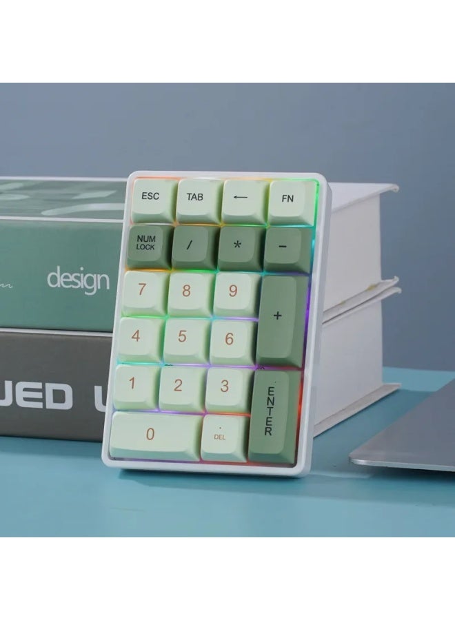 Triple Model Bluetooth Wireless Mechanical Digital Keyboard 21 Keys Laptop External Account Digital Zone Small Keyboard-Color:Matcha-red Shaft (three-mold Connection Rechargeable)  - Image 3