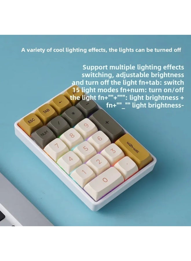 Triple Model Bluetooth Wireless Mechanical Digital Keyboard 21 Keys Laptop External Account Digital Zone Small Keyboard-Color:Matcha-red Shaft (three-mold Connection Rechargeable)  - Image 5
