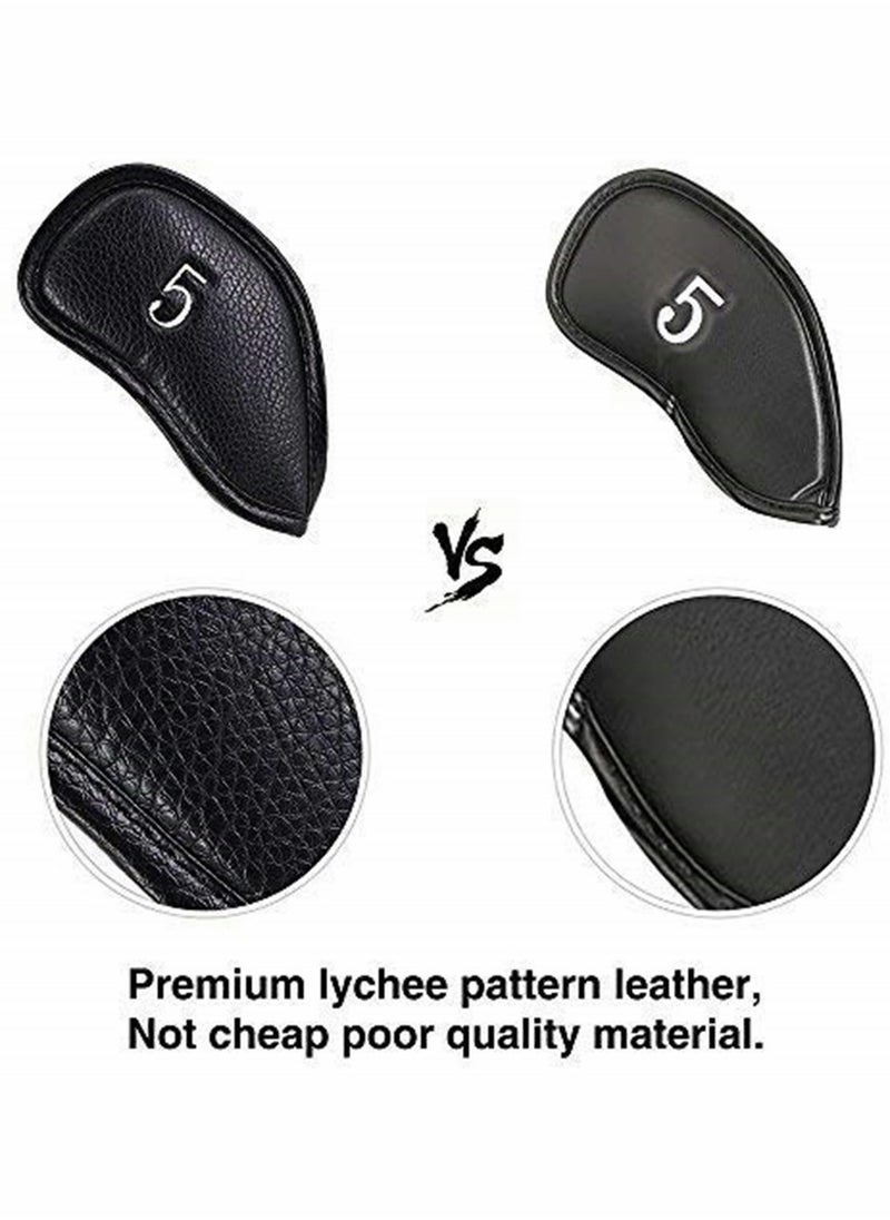 Generic - 12 Durable Leather Golf Club Head Covers Set for All Brands Perfect for Men and Women Golf Lovers - Image 1