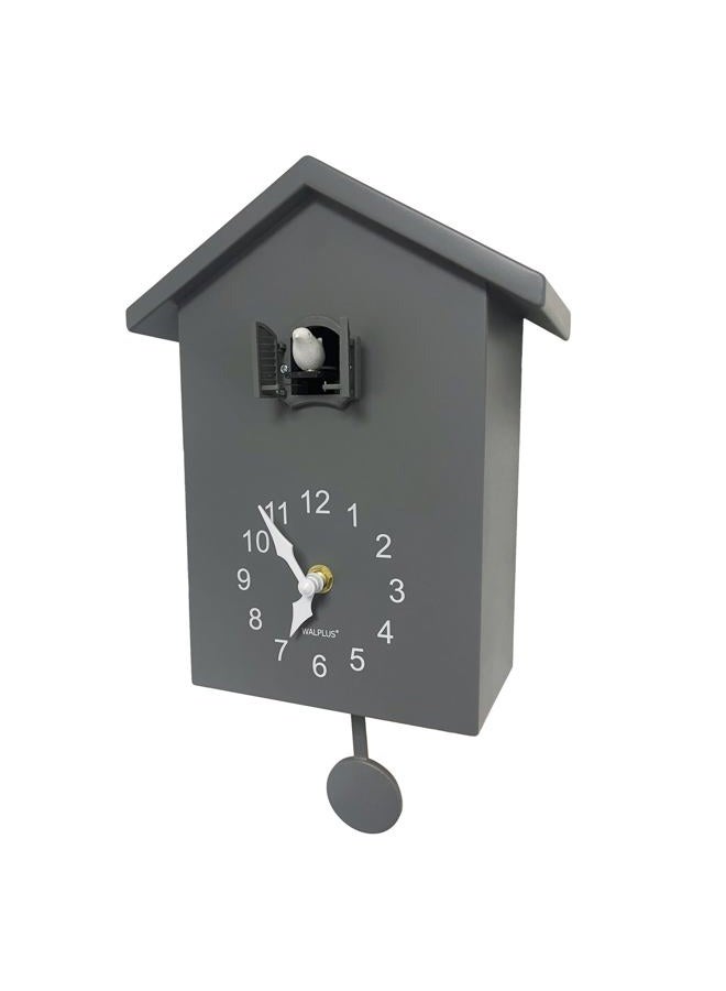 WALPLUS Minimalist Cuckoo Clock Grey Pendulum Quartz Bird Clock Pendulum Clock Wall Art Wall Clock Home Bedroom Office Living Room Decoration Clock Idea - Image 1