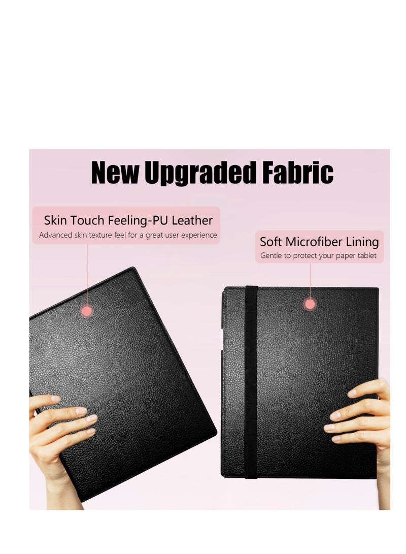 My Choice Folding Leather Case Cover with Pen Slot for Remarkable 2 10.3"- Black - Image 2