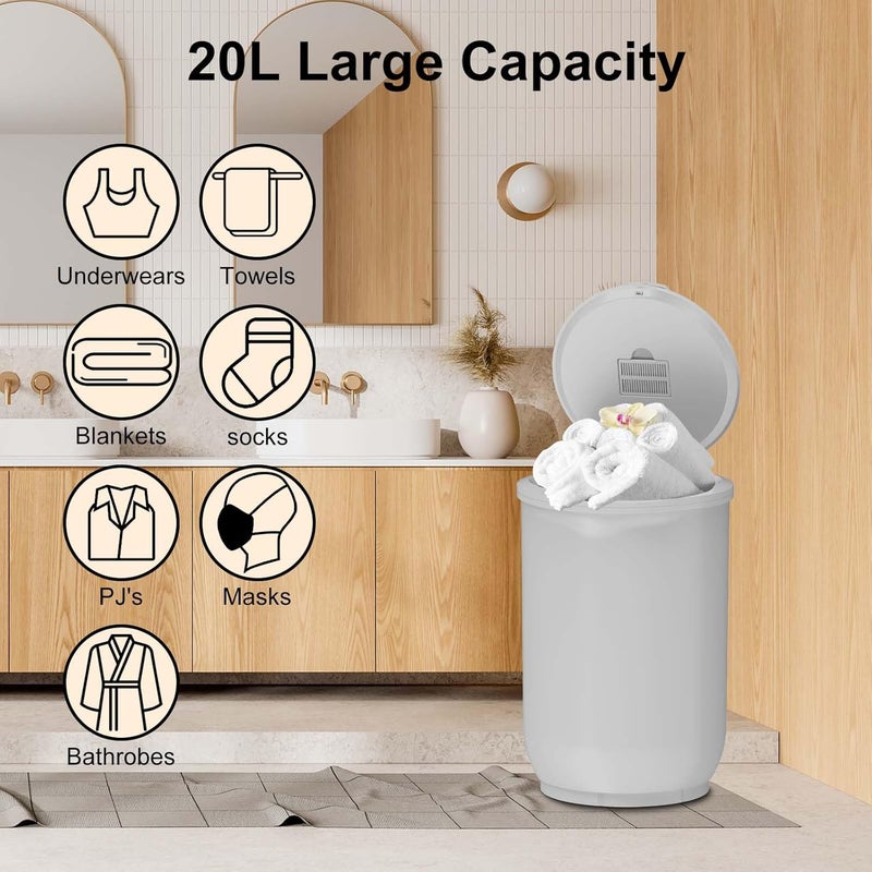 Trydow Ultra Large Capacity Towel Warmer Bucket, Rapid Heating with Timer, One-Button Digital Display Control, Safety Lock, Gifts for Him & Her, Auto Shut-Off, Fits 2 Large, Blanket, Bathrobe, Gray - Image 4