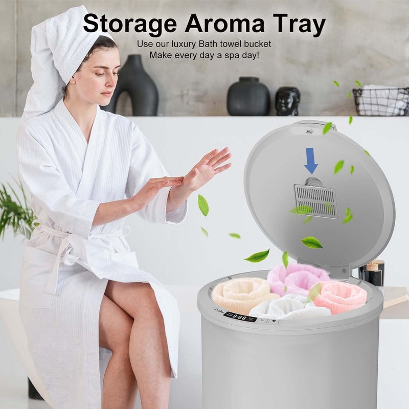 Trydow Ultra Large Capacity Towel Warmer Bucket, Rapid Heating with Timer, One-Button Digital Display Control, Safety Lock, Gifts for Him & Her, Auto Shut-Off, Fits 2 Large, Blanket, Bathrobe, Gray - Image 3