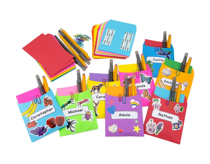 Hygloss 30 Library Card Pockets 3.5x5 Inch - Non-Adhesive Pocket Envelopes - Light Blue - Classroom Envelope Pockets - Ideal for Organizing - Colorful Small Library Book Pocket - Image 3