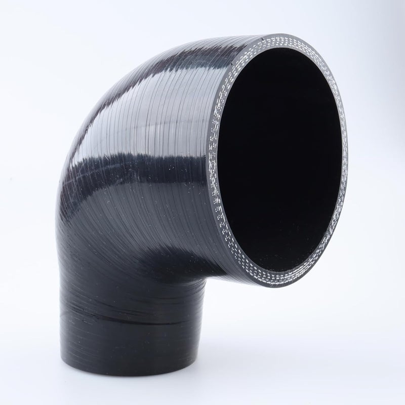 AC PERFORMANCE 2.5" to 4" 90 Degree Elbow Reducer Coupler - High Temp Reinforced Silicone - Image 1