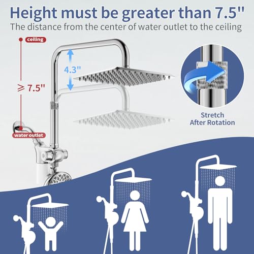 SINGSUO Filtered Rain Shower Head with Handheld Spray Combo, High Pressure Dual Shower Head with Filter for Hard Water, Modern Magnetix Double Shower Head and Handle Set, Adjustable Lift Bar (Chrome) - Image 4