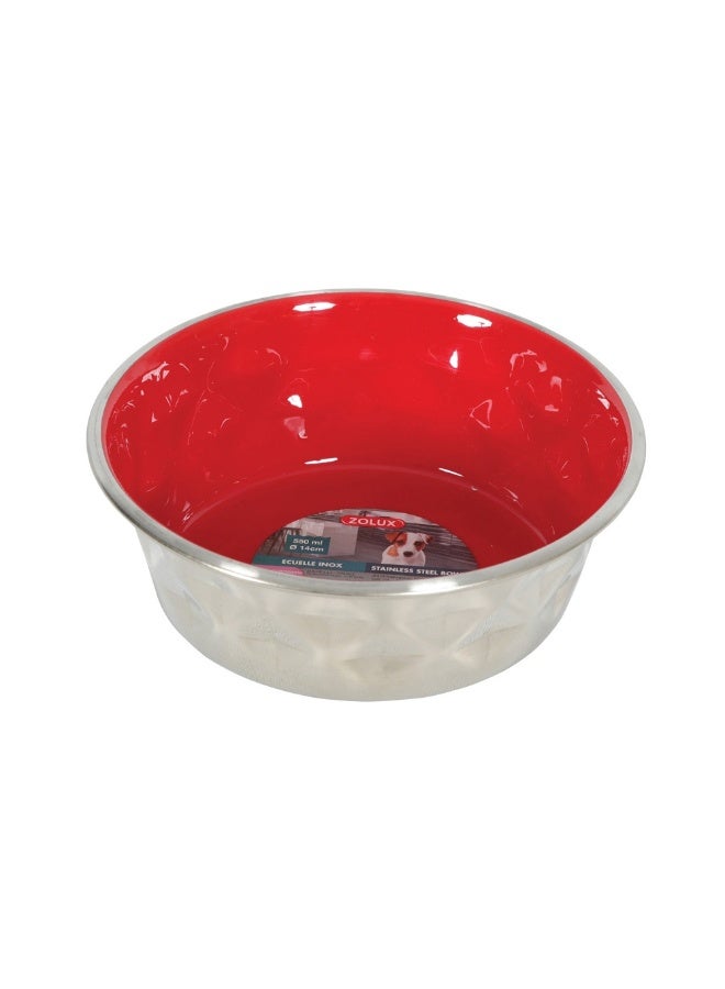 Zolux Diamonds Stainless Non-Slip Dog Bowls - 550 ml - Red