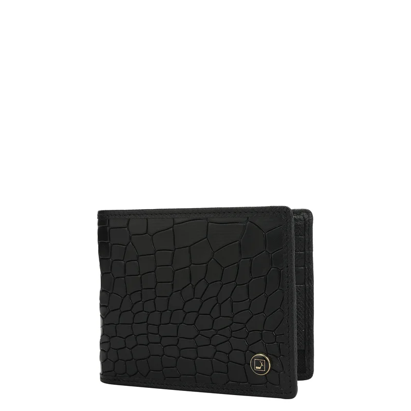 دا ميلانو محفظة جلد طبيعي سوداء للرجال