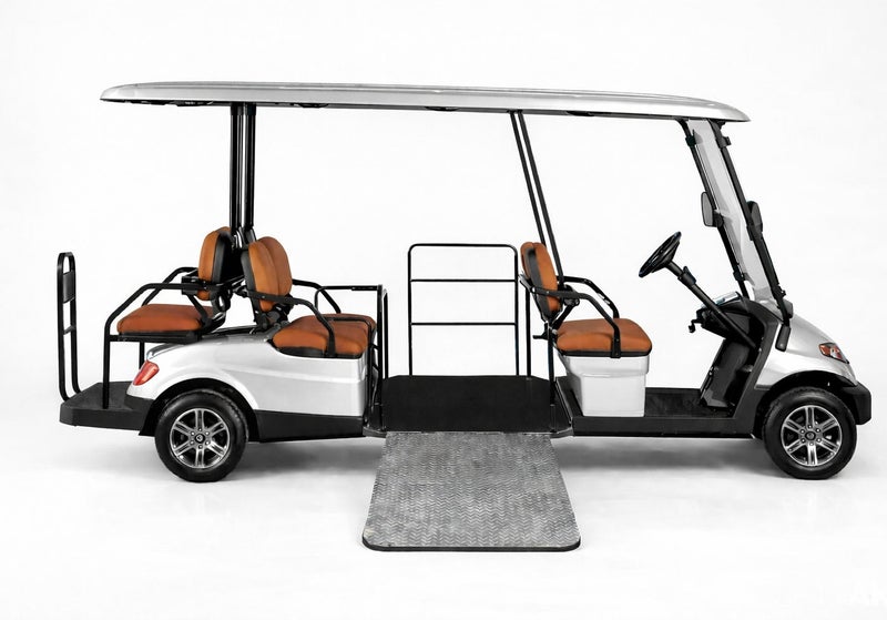 EPIC Handicap Non-Lifted 6-Seater Electric Golf Cart with Lithium Battery 150Ah & Standard Tires |  LSEV (Silver) - Image 1