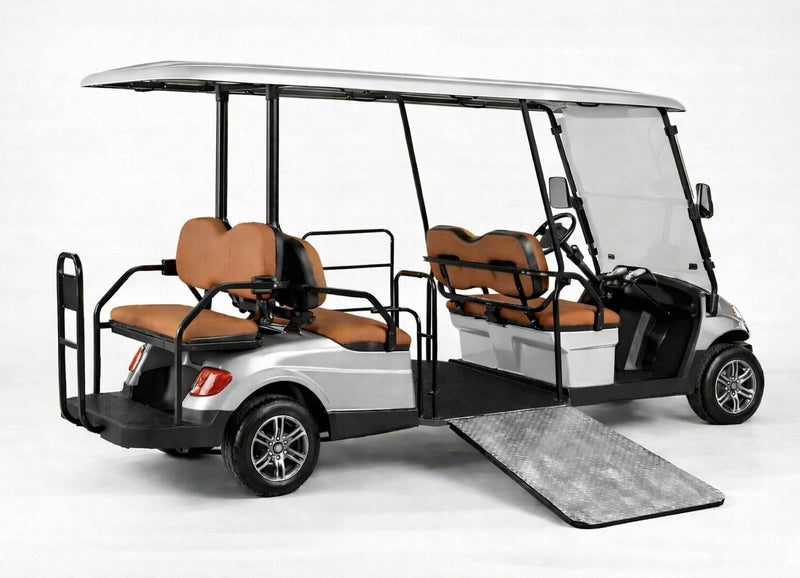 EPIC Handicap Non-Lifted 6-Seater Electric Golf Cart with Lithium Battery 150Ah & Standard Tires |  LSEV (Silver) - Image 4