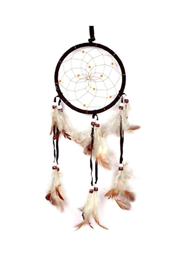 Handmade Dream Catcher With Feathers Beige/Brown/White 5.12x18.9inch