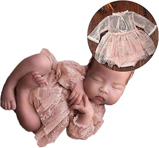 CUTEBBPHOTO CUTEBBPHOTO Newborn Photography Outfits Girl Baby Photo Tutu Dress Newborn Photoshoot Romper Baby Picture Bodysuit Lace  - Image 1