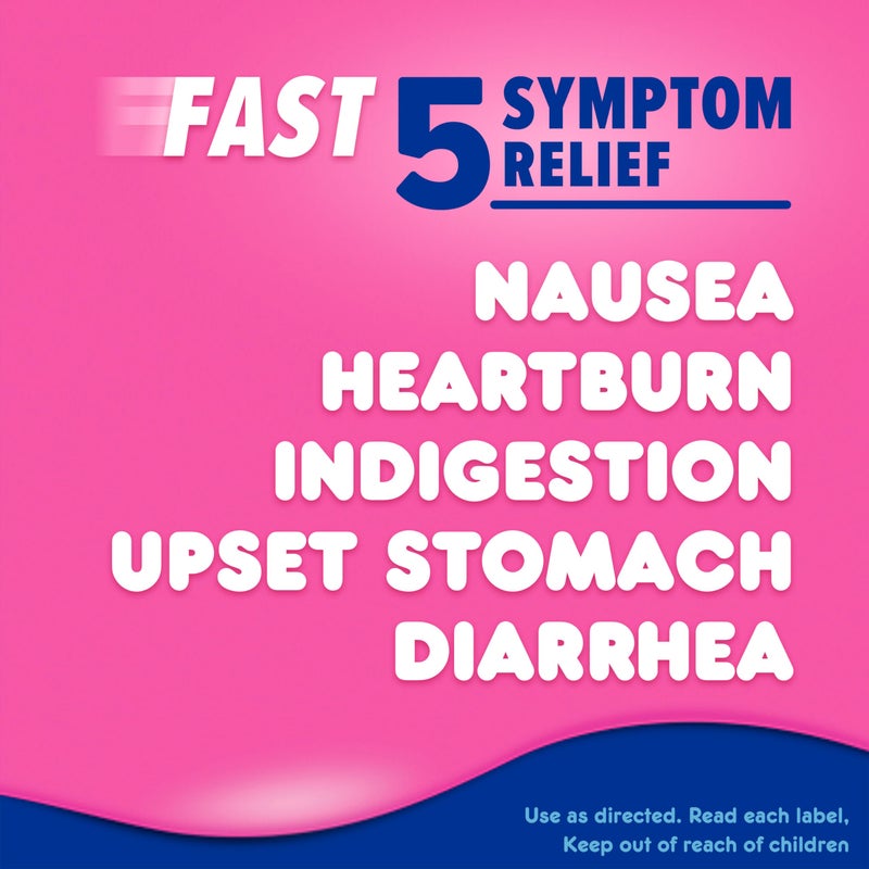 Pepto Bismol ULTRA Caplets, Upset Stomach Relief, Nausea Relief, Heartburn Relief, Indigestion Relief, Anti Diarrhea Medication for Adults - 5 Symptom Relief, 24 ct - Image 3