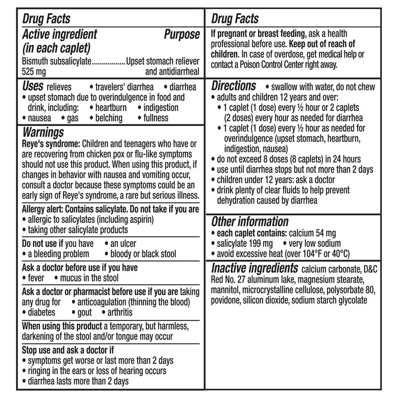 Pepto Bismol ULTRA Caplets, Upset Stomach Relief, Nausea Relief, Heartburn Relief, Indigestion Relief, Anti Diarrhea Medication for Adults - 5 Symptom Relief, 24 ct - Image 2